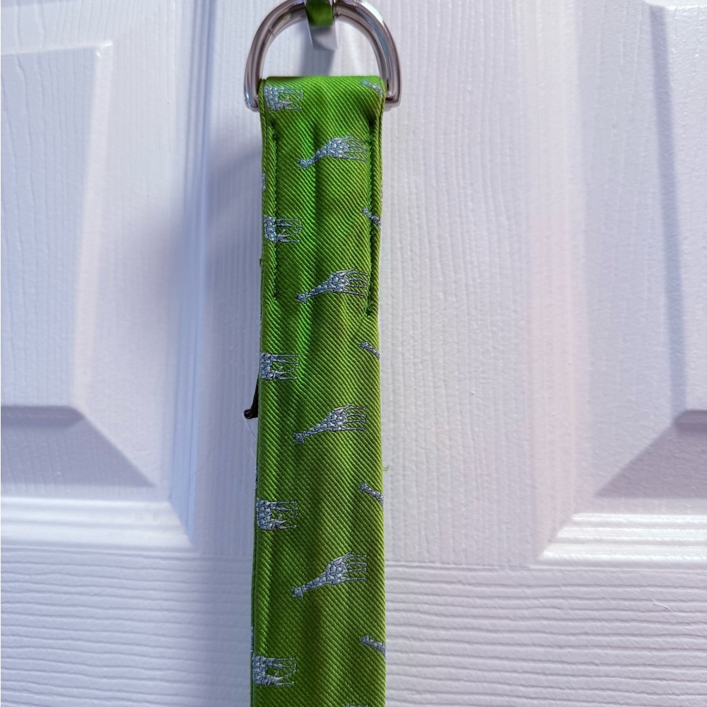 Lilly Pulitzer Via Palm Beach Mens Belt Giraffe Green Woven with Silver Buckle